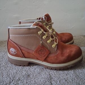 Timberland Field Boots Mid Waterproof Suede Mesh Rust Brown Men’s Size 8